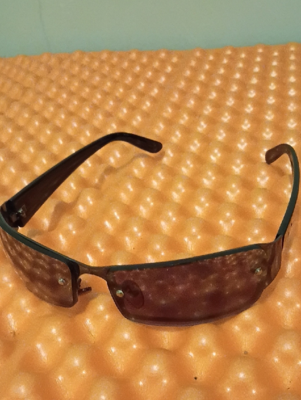 Men's Brown Tinted Rimless Sunglasses - Picture 1 of 4